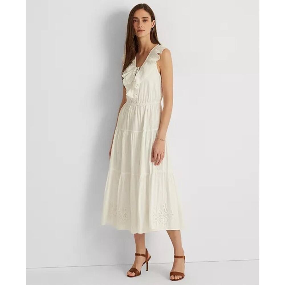 Lauren Ralph Lauren Women's Eyelet Cotton Sleeveless Dress 14